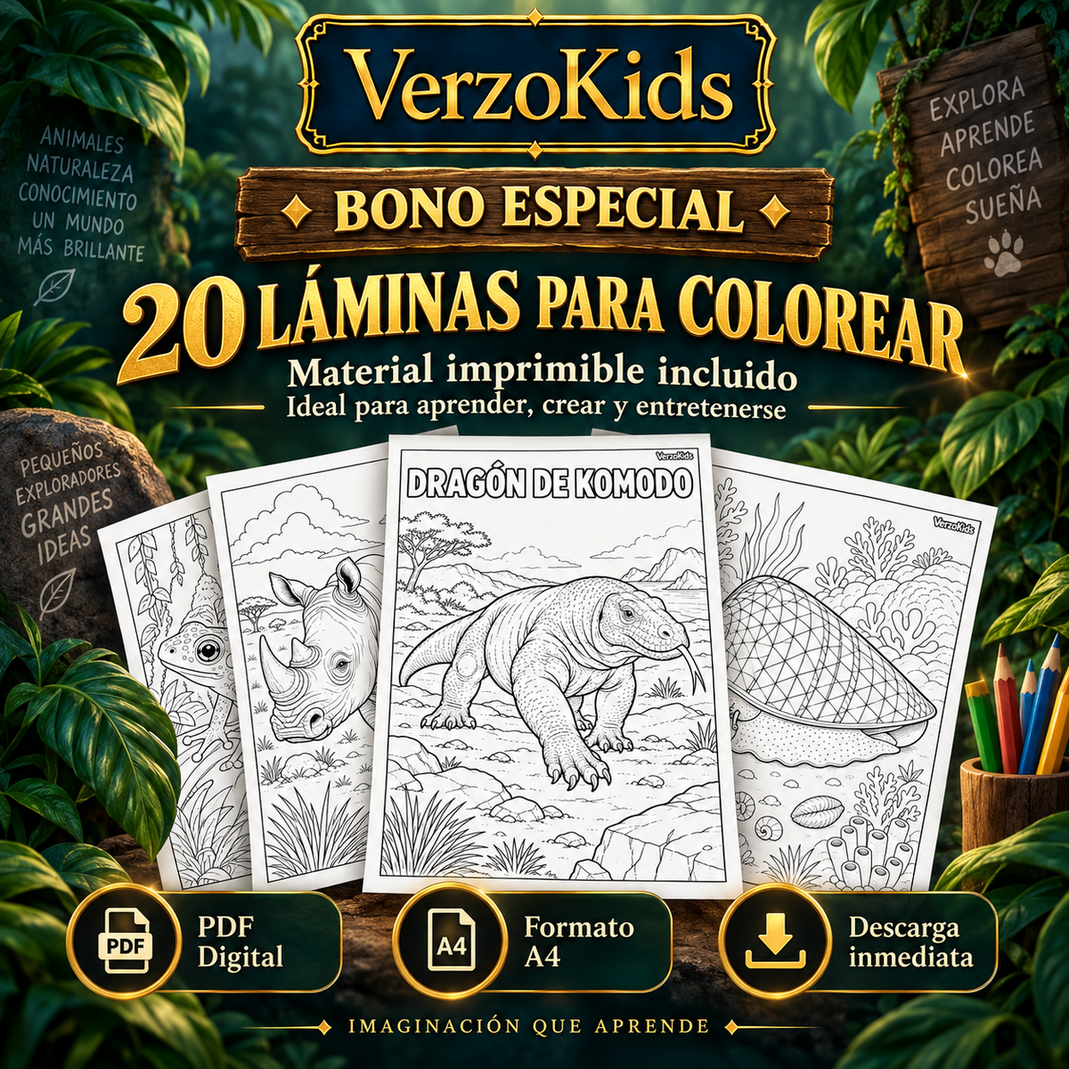 20 láminas para colorear Verzokids