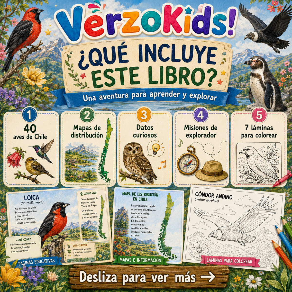 Aves de Chile - Guía ilustrada para pequeños exploradores